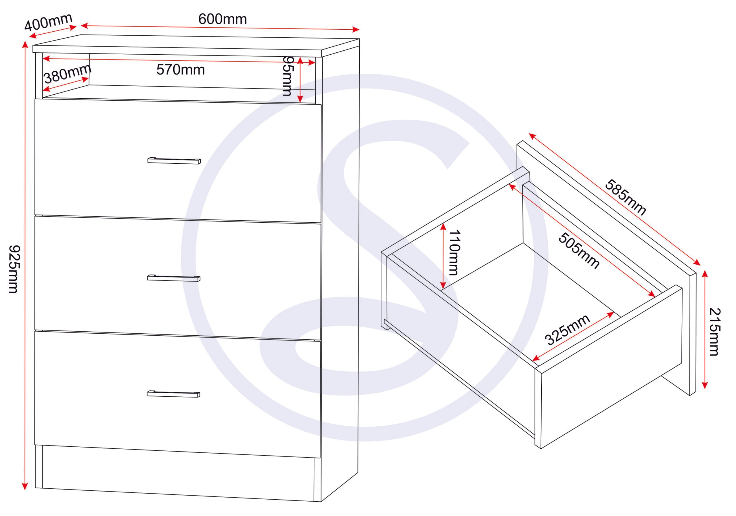 Polar Bedroom Trio Set - Beech