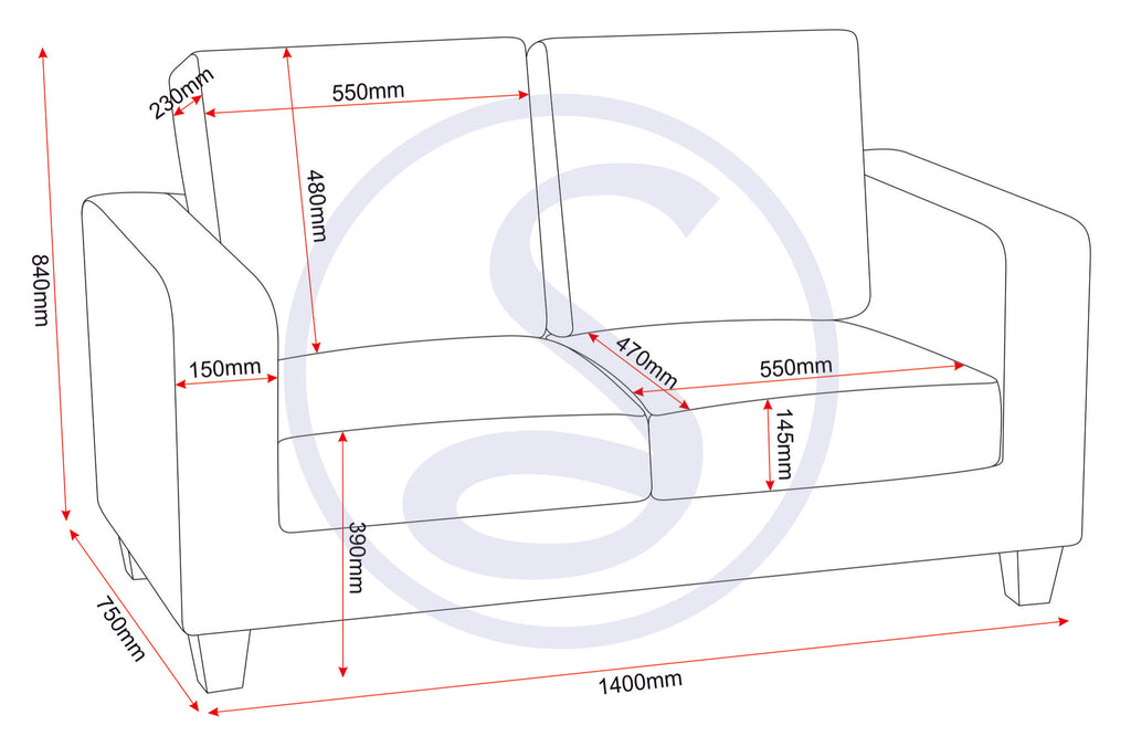 Tempo Two Seater Sofa - Grey Fabric