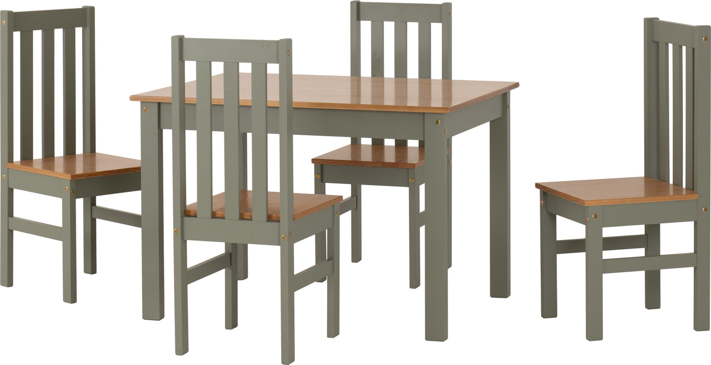 Ludlow 1+4 Dining Set - Green/Oak Effect