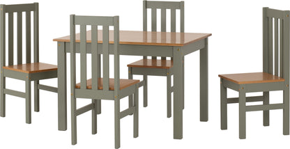 Ludlow 1+4 Dining Set - Green/Oak Effect