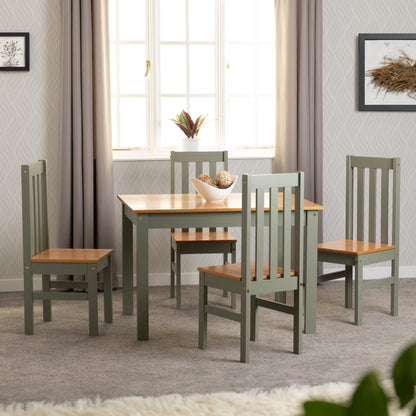 Ludlow 1+4 Dining Set - Green/Oak Effect