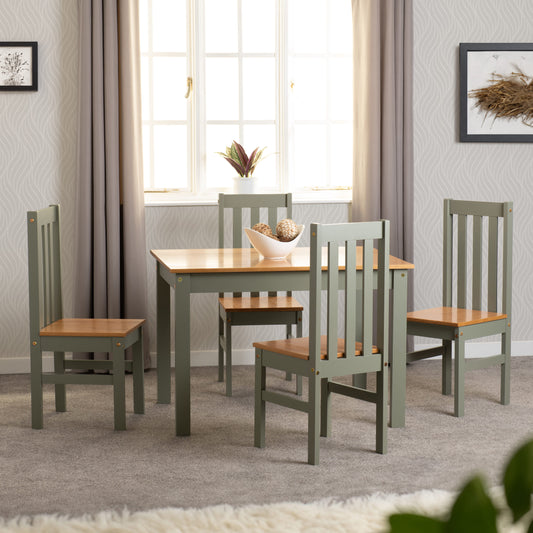 Ludlow 1+4 Dining Set - Green/Oak Effect