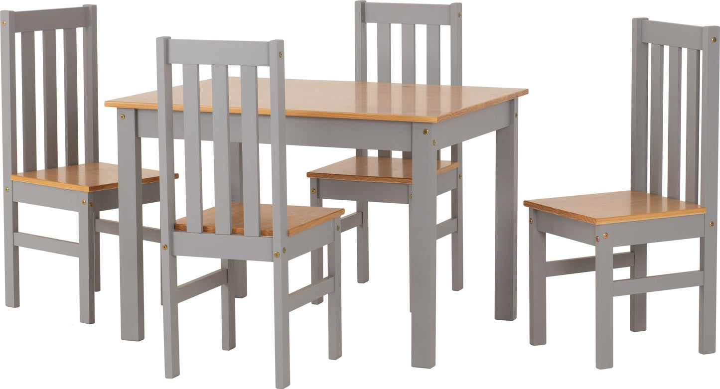 Ludlow 1+4 Dining Set - Grey Slate/Oak Effect