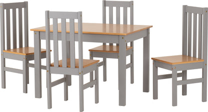 Ludlow 1+4 Dining Set - Grey Slate/Oak Effect
