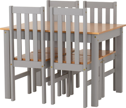 Ludlow 1+4 Dining Set - Grey Slate/Oak Effect