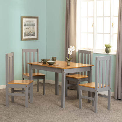 Ludlow 1+4 Dining Set - Grey Slate/Oak Effect
