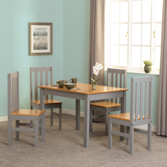 Ludlow 1+4 Dining Set - Grey Slate/Oak Effect