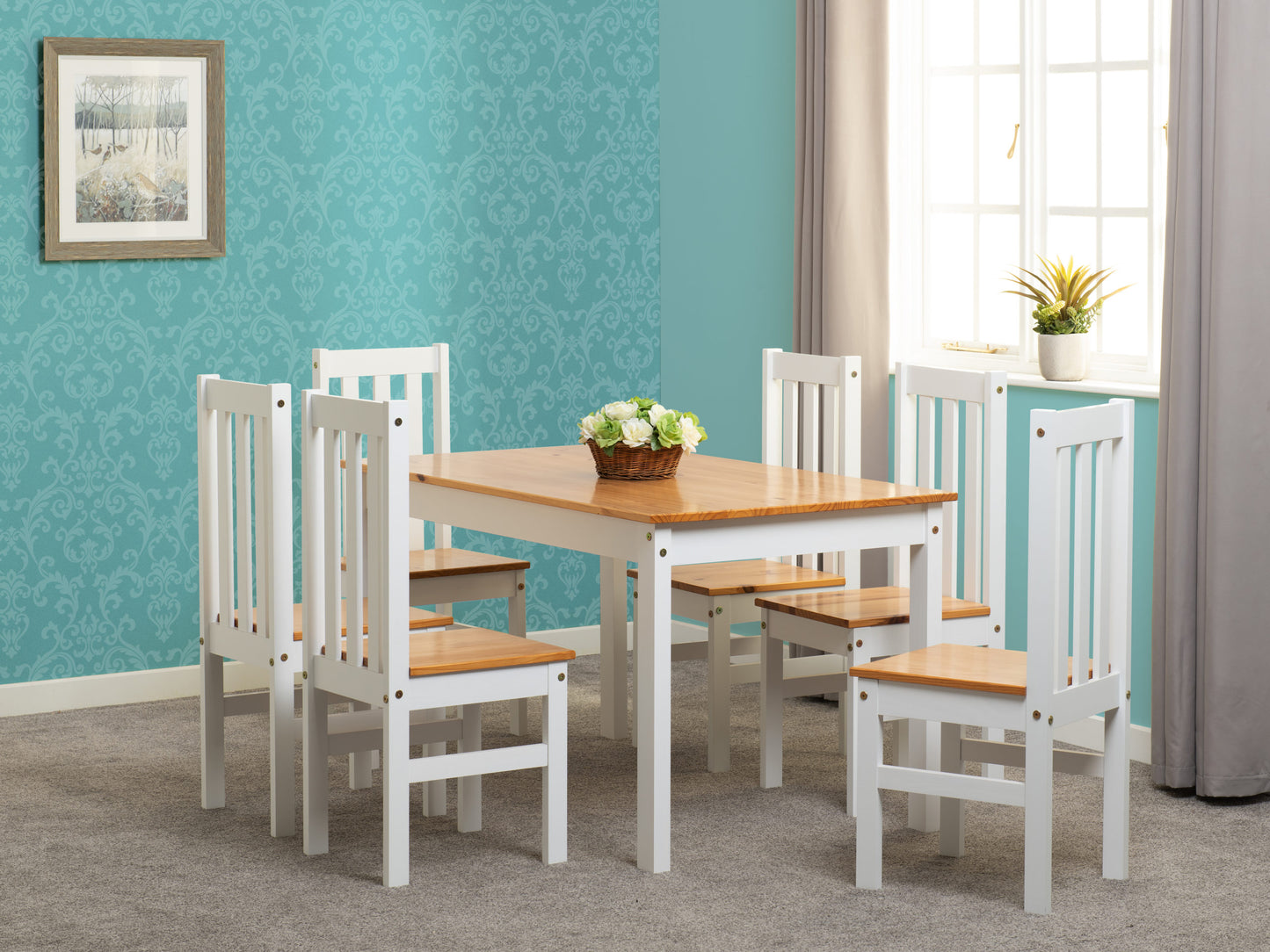 Ludlow 1+6 Dining Set - White/Oak Effect