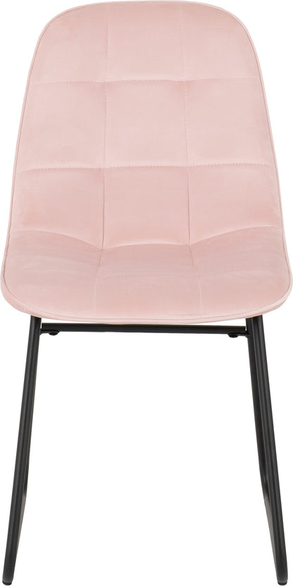 Lukas Dining Chair (X2 Per Box) - Baby Pink Velvet