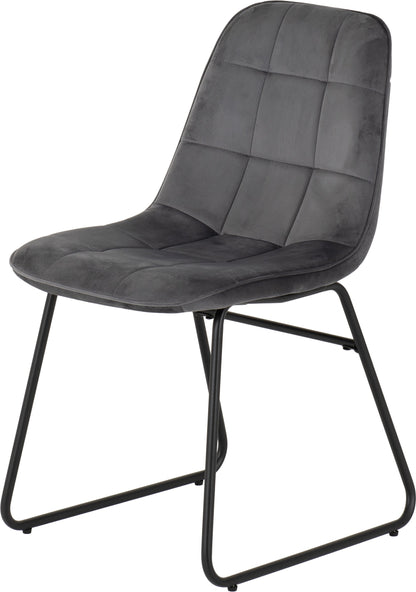 Athens Rect & Lukas Dining Set (X4 Chairs) - Medium Oak Effect/Grey Velvet