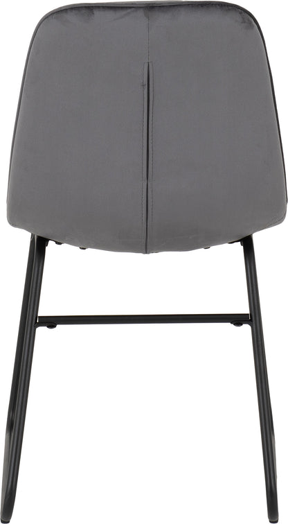Athens Rect & Lukas Dining Set (X4 Chairs) - Medium Oak Effect/Grey Velvet