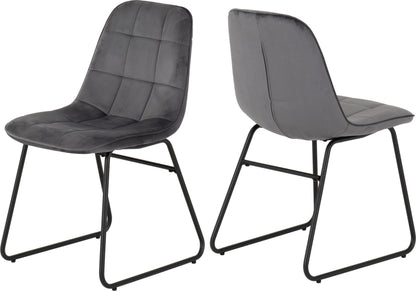 Hamilton & Lukas Medium Dining Set (X4 Chairs) - Medium Oak Effect/Grey Velvet