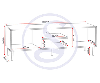Leon 2 Door Tv Unit - Medium Oak Effect