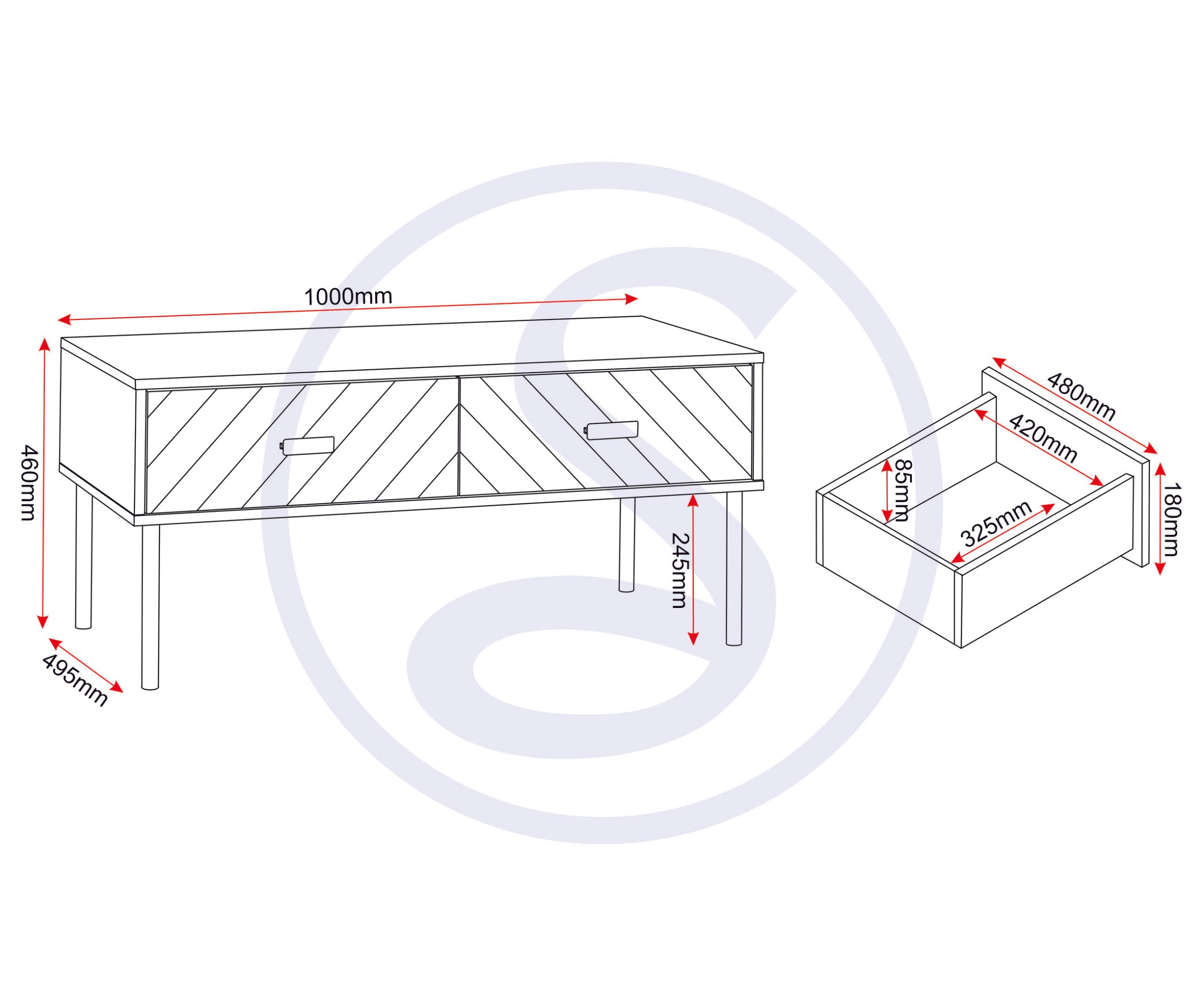 Leon 2 Drawer Coffee Table - Medium Oak Effect