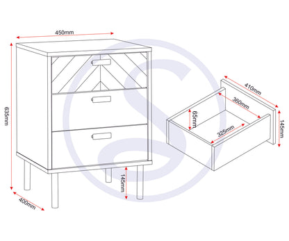 Leon 3 Drawer Bedside - Medium Oak Effect