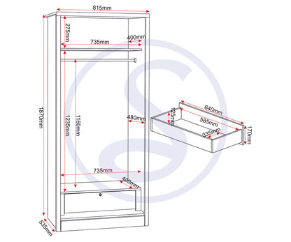 Lisbon 2 Door Wardrobe - Black Wood Grain