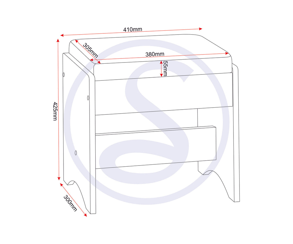 Lisbon 3Pc Dressing Table Set (With Mirror) - Black Wood Grain/Black Pu