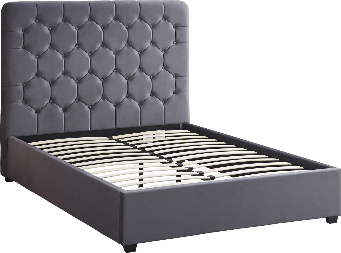 Madison 5' Bed - Grey Velvet Fabric
