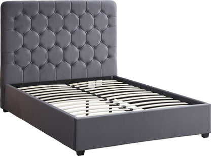 Madison 5' Bed - Grey Velvet Fabric