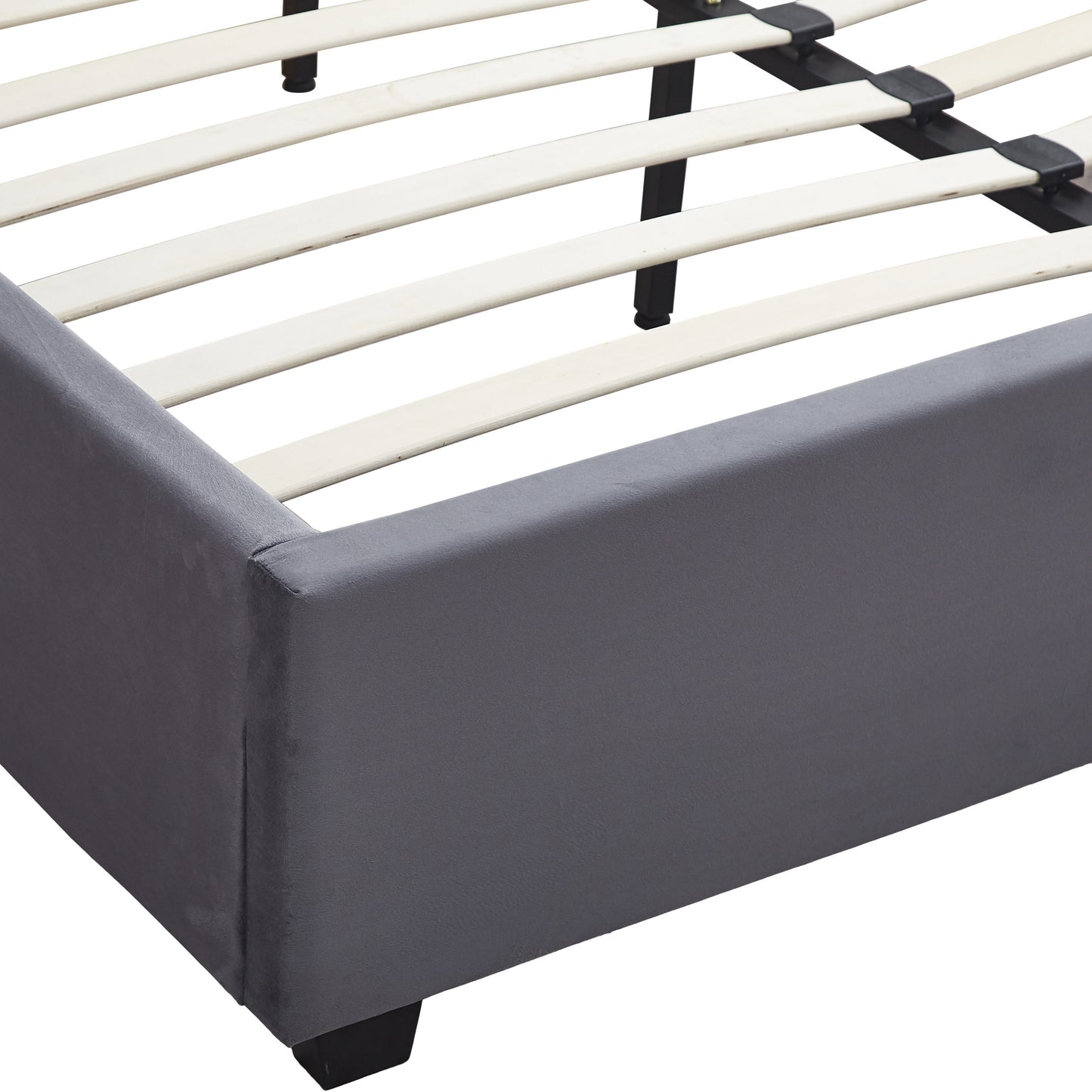 Madison 5' Bed - Grey Velvet Fabric