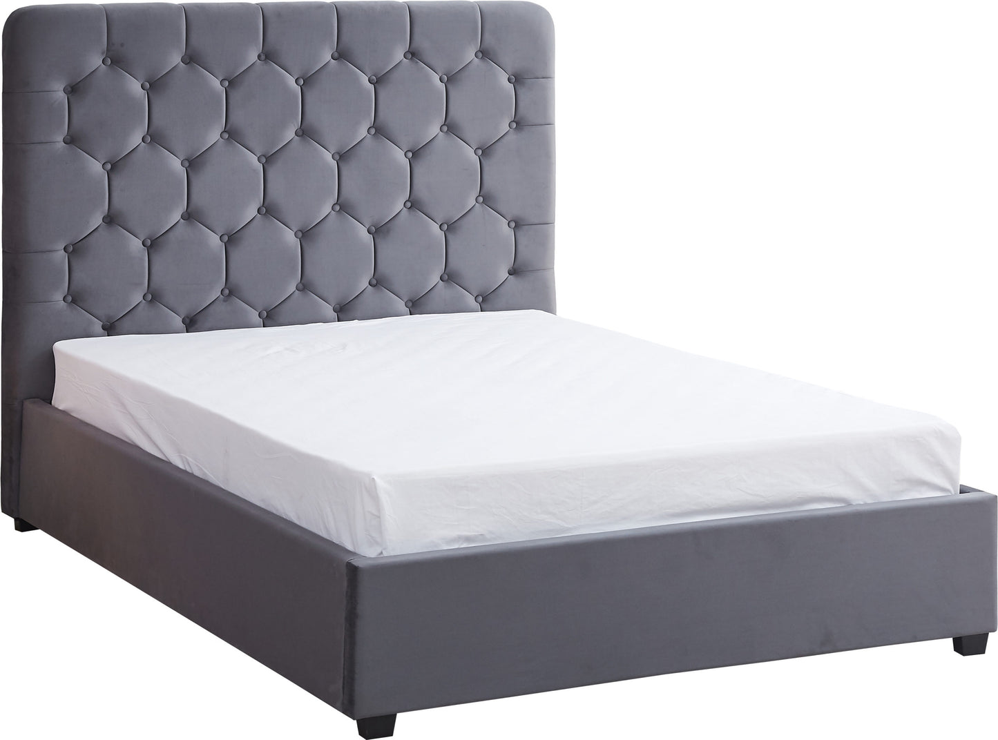 Madison 4'6" Ottoman Bed - Grey Velvet Fabric