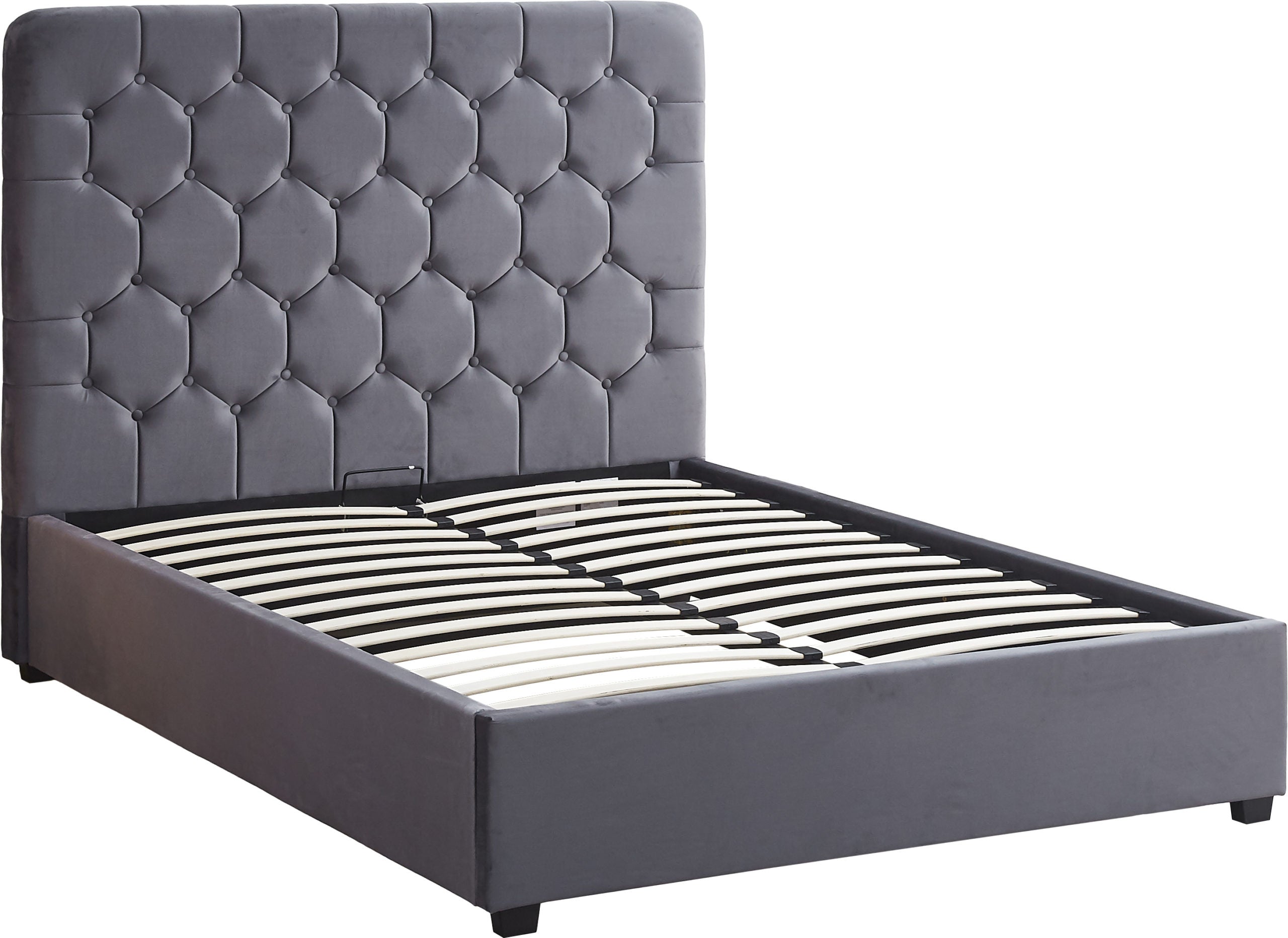 Madison 4'6" Ottoman Bed - Grey Velvet Fabric