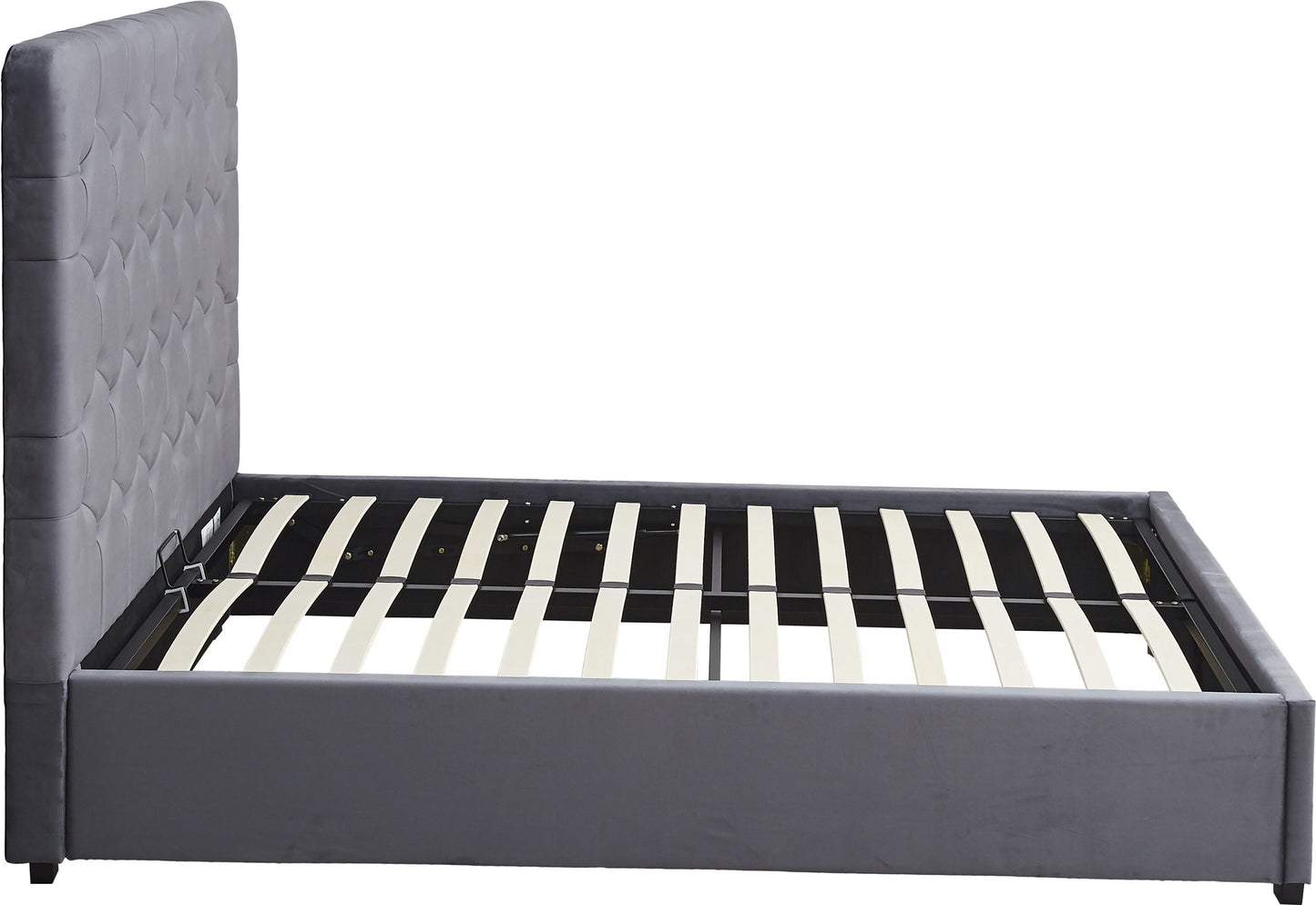 Madison 5' Ottoman Bed - Grey Velvet Fabric