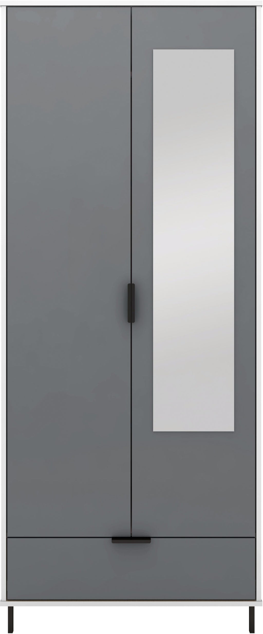 Madrid 2 Door 1 Drawer Wardrobe - Grey/White Gloss
