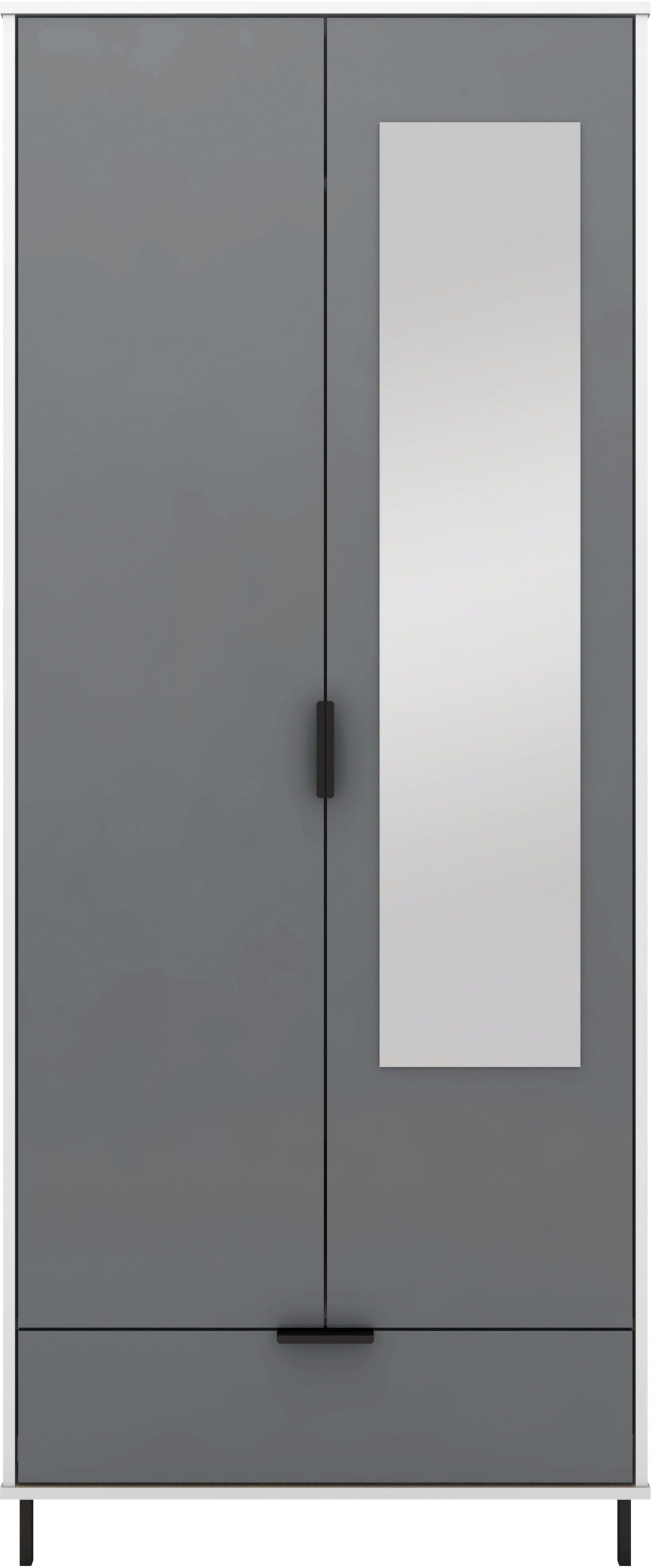 Madrid 2 Door 1 Drawer Wardrobe - Grey/White Gloss