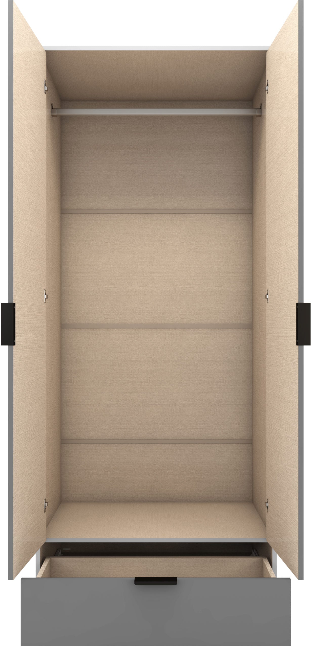 Madrid 2 Door 1 Drawer Wardrobe - Grey/White Gloss