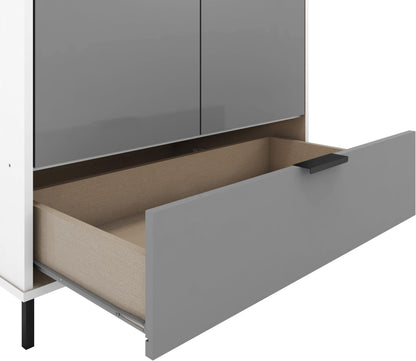 Madrid 2 Door 1 Drawer Wardrobe - Grey/White Gloss