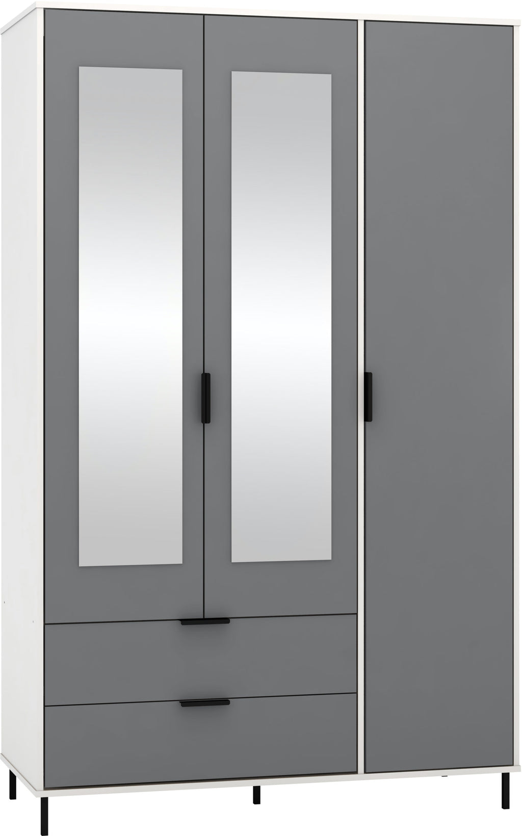 Madrid 3 Door 2 Drawer Wardrobe - Grey/White Gloss
