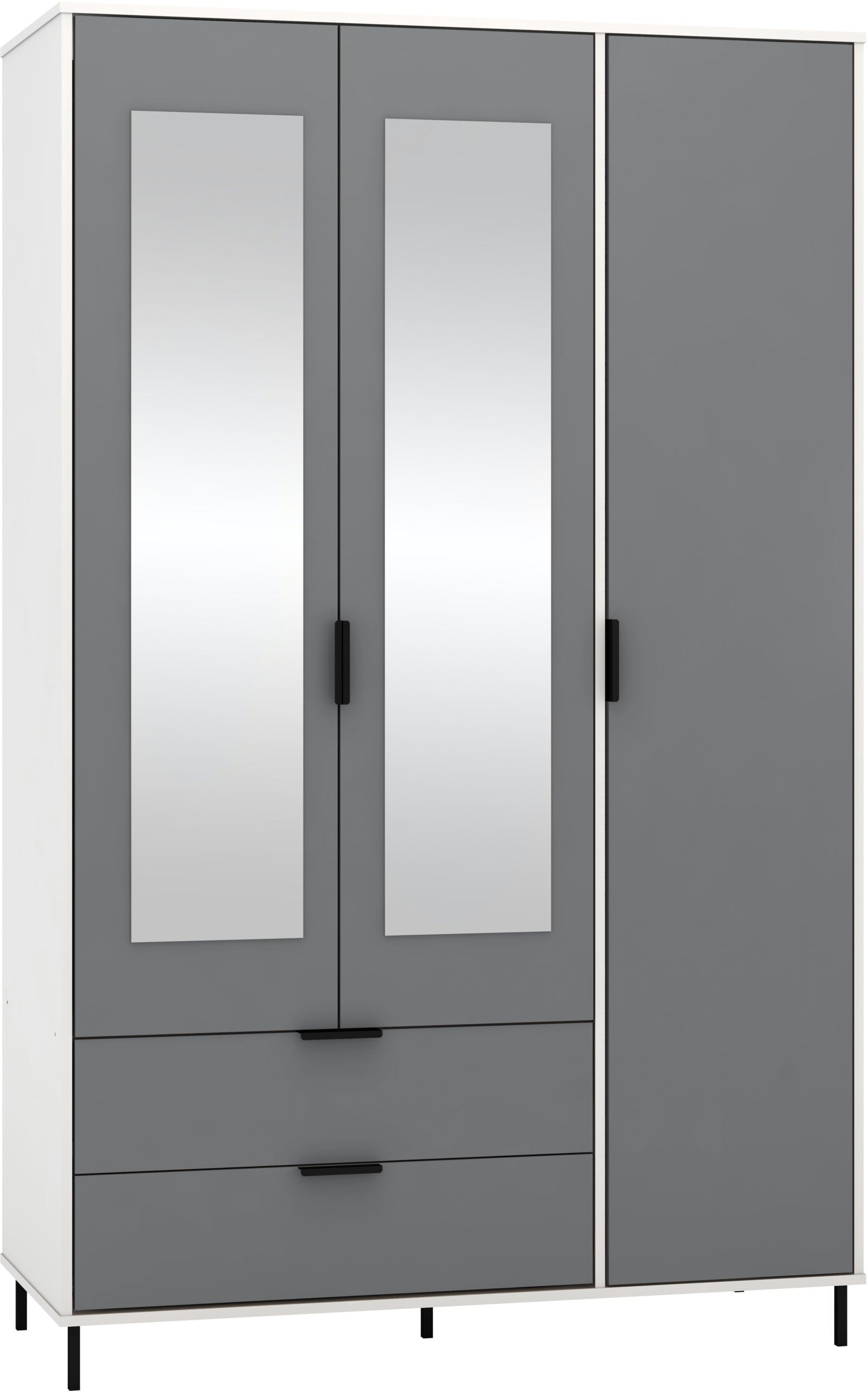 Madrid 3 Door 2 Drawer Wardrobe - Grey/White Gloss