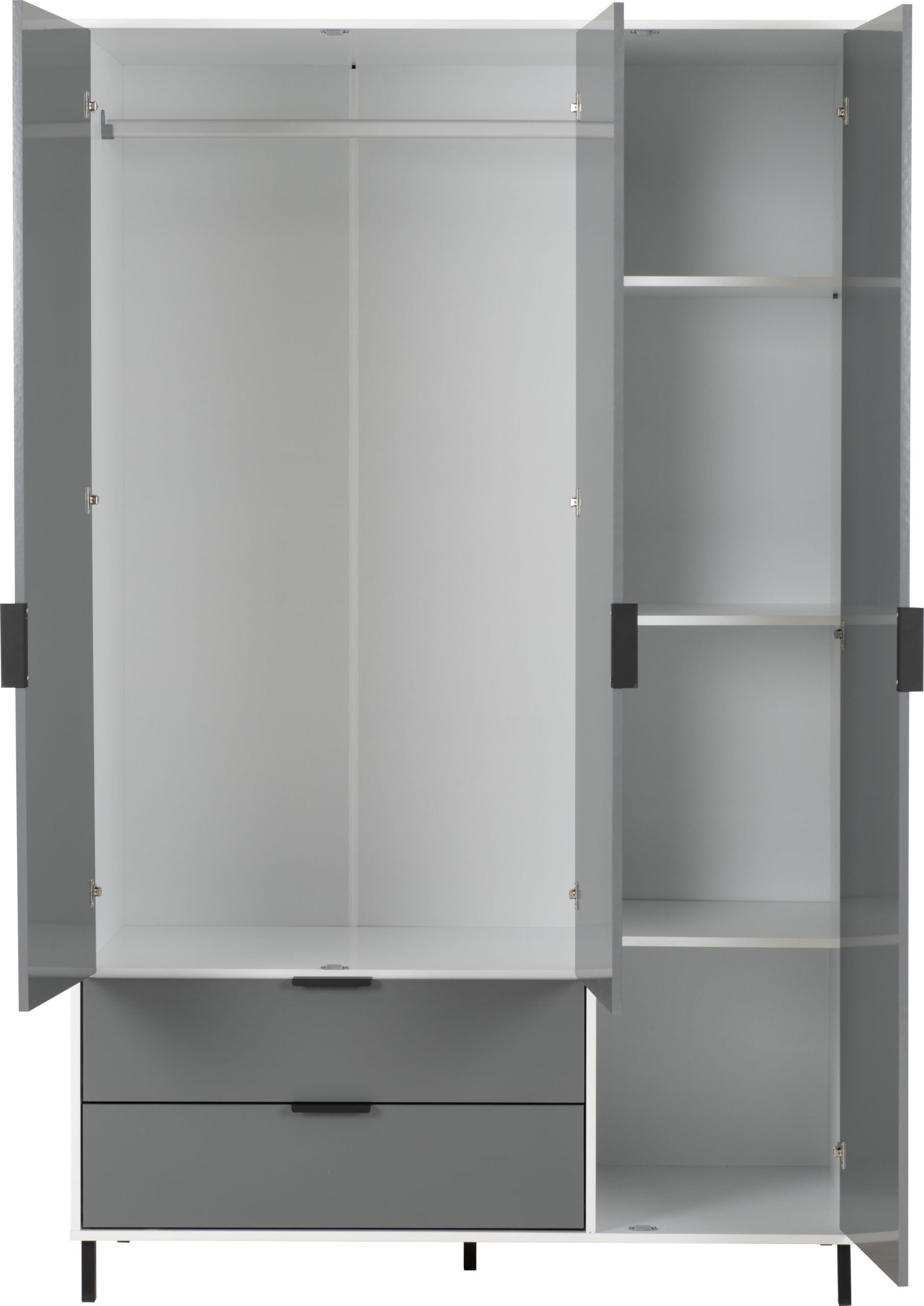 Madrid 3 Door 2 Drawer Wardrobe - Grey/White Gloss