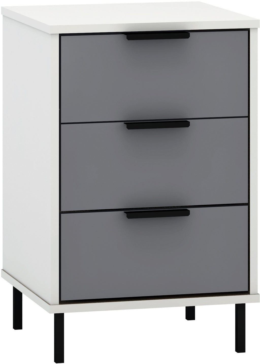 Madrid 3 Drawer Bedside - Grey/White Gloss