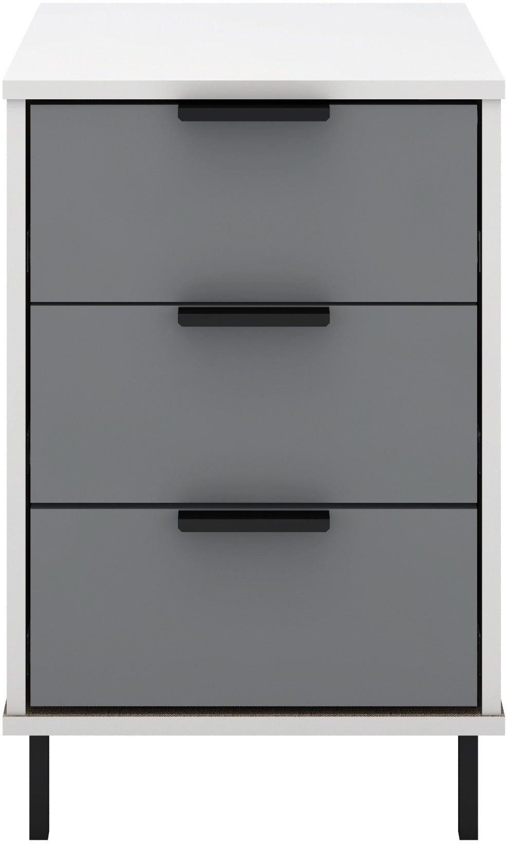 Madrid 3 Drawer Bedside - Grey/White Gloss