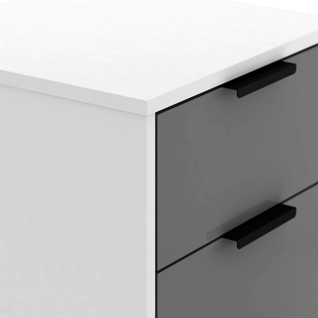 Madrid 3 Drawer Bedside - Grey/White Gloss