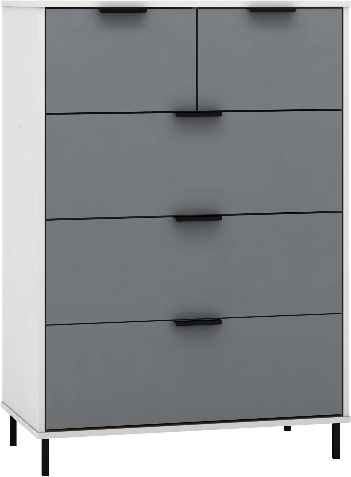 Madrid 3+2 Drawer Chest - Grey/White Gloss