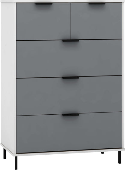 Madrid 3+2 Drawer Chest - Grey/White Gloss