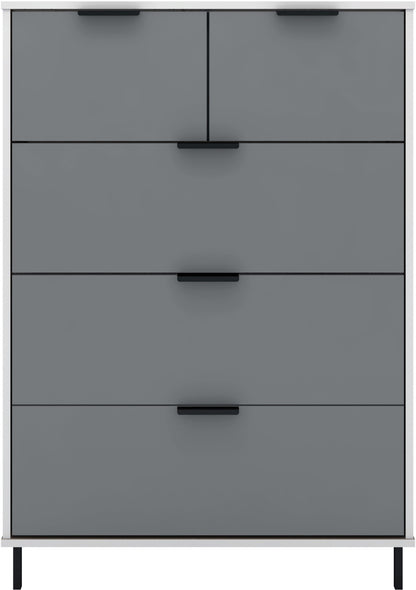 Madrid 3+2 Drawer Chest - Grey/White Gloss