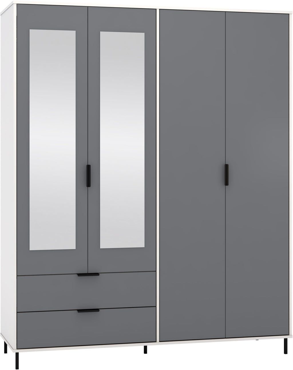 Madrid 4 Door 2 Drawer Wardrobe - Grey/White Gloss