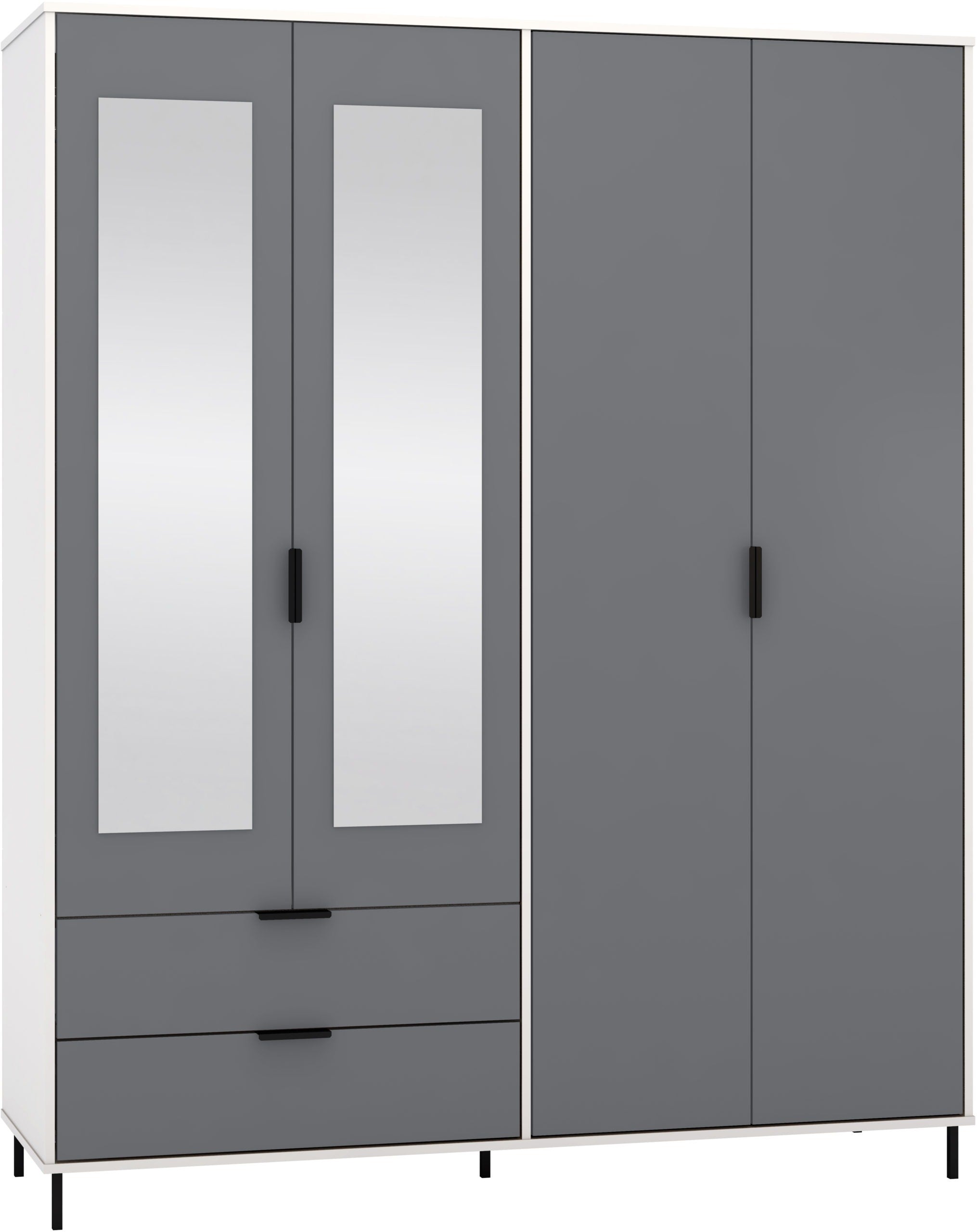 Madrid 4 Door 2 Drawer Wardrobe - Grey/White Gloss