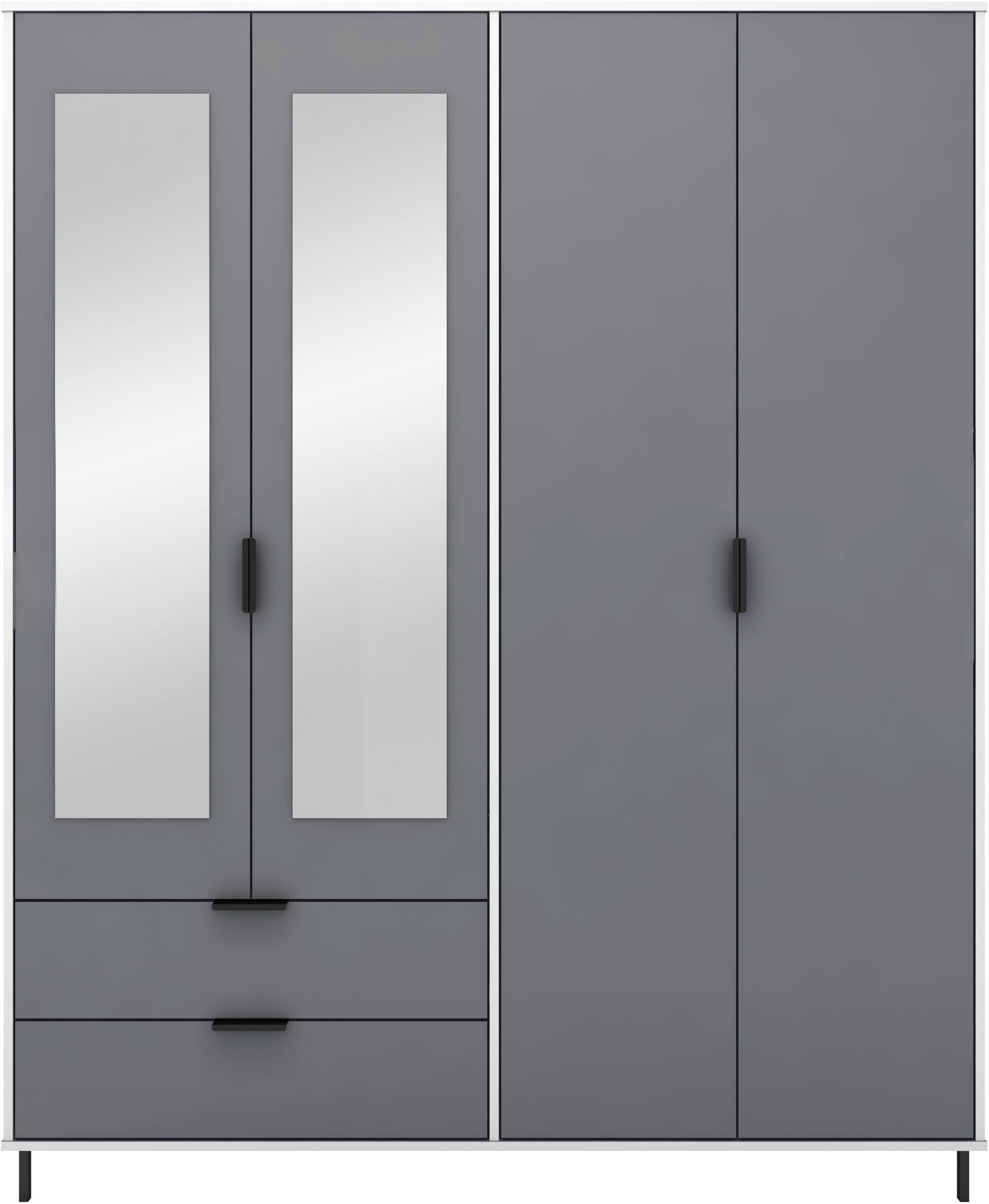 Madrid 4 Door 2 Drawer Wardrobe - Grey/White Gloss