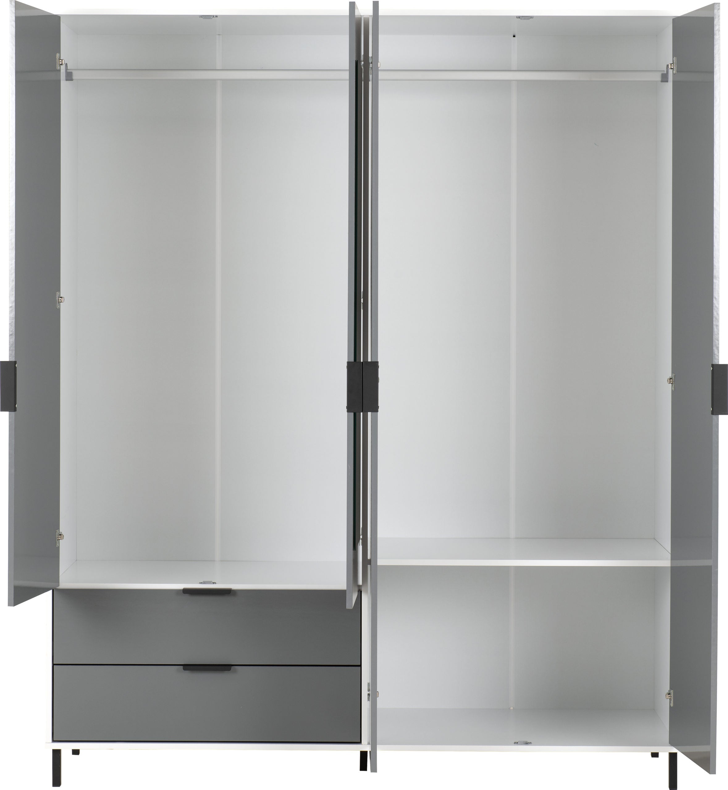 Madrid 4 Door 2 Drawer Wardrobe - Grey/White Gloss