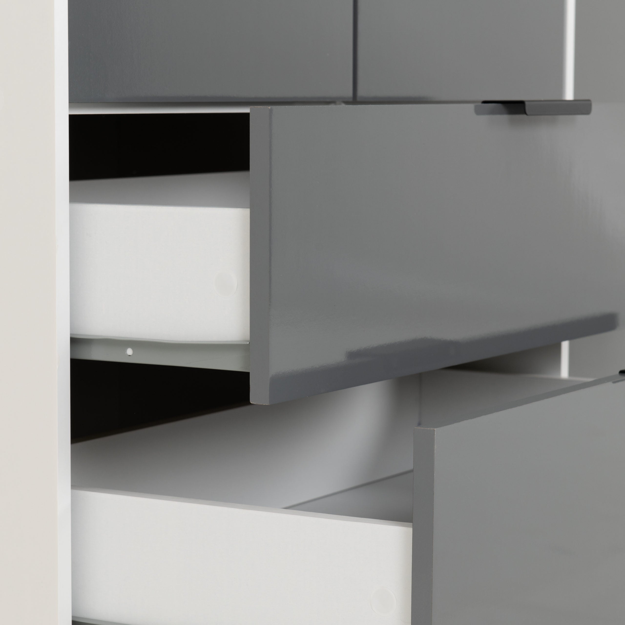 Madrid 4 Door 2 Drawer Wardrobe - Grey/White Gloss