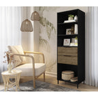 Madrid Bookcase - Black/Acacia Effect