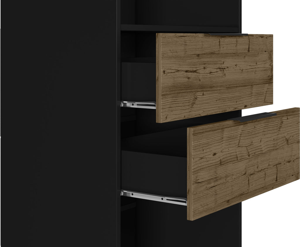 Madrid Bookcase - Black/Acacia Effect