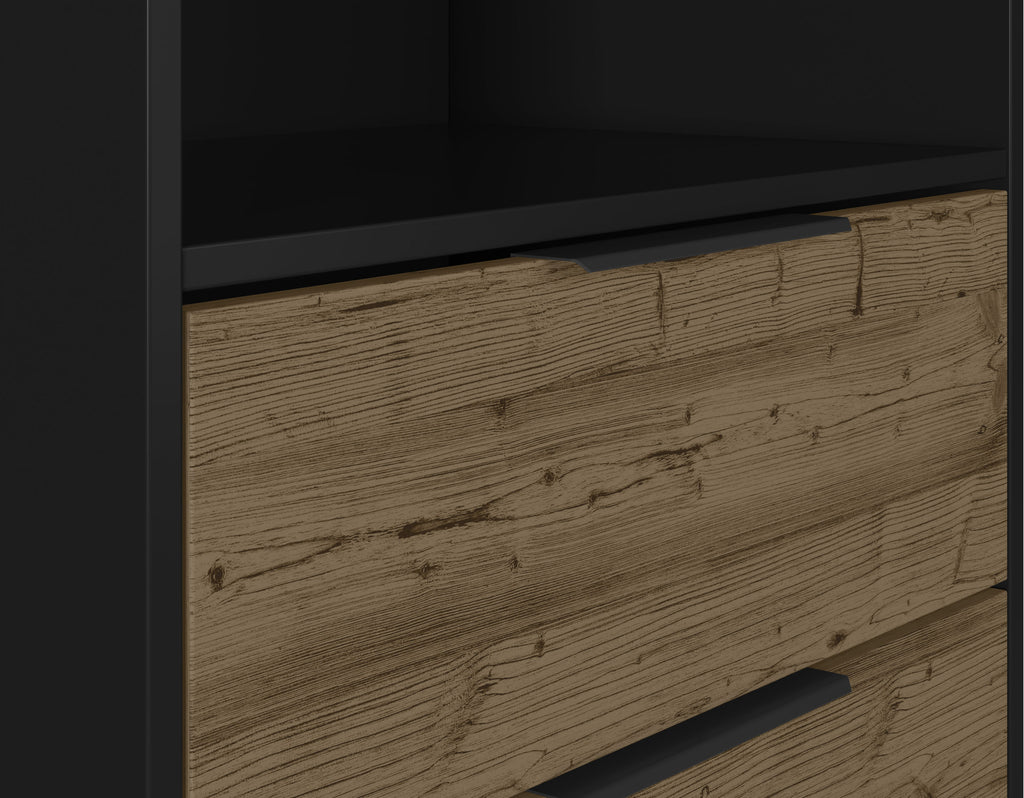 Madrid Bookcase - Black/Acacia Effect