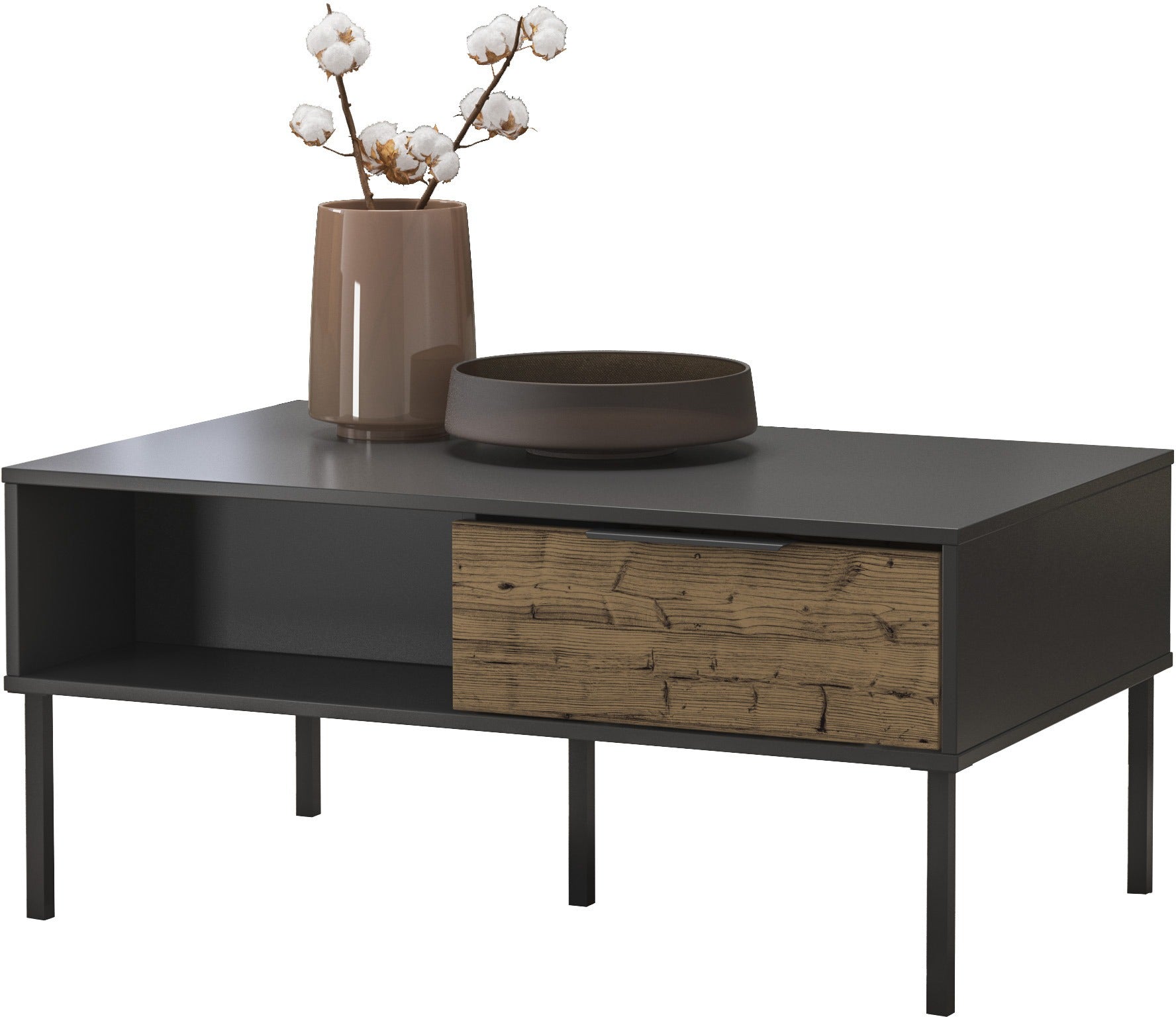 Madrid Coffee Table - Black/Acacia Effect