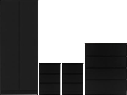Malvern 2 Door Wardrobe Bedroom Set - Black